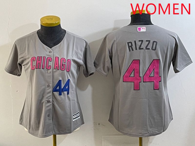 Women Chicago Cubs #44 Rizzo Grey Fashion Game 2025 Nike MLB Jersey style 2